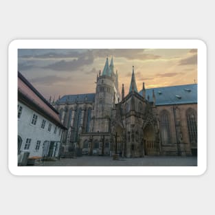 Gothic cathedral or Erfurter Dom in Erfurt, Germany Sticker